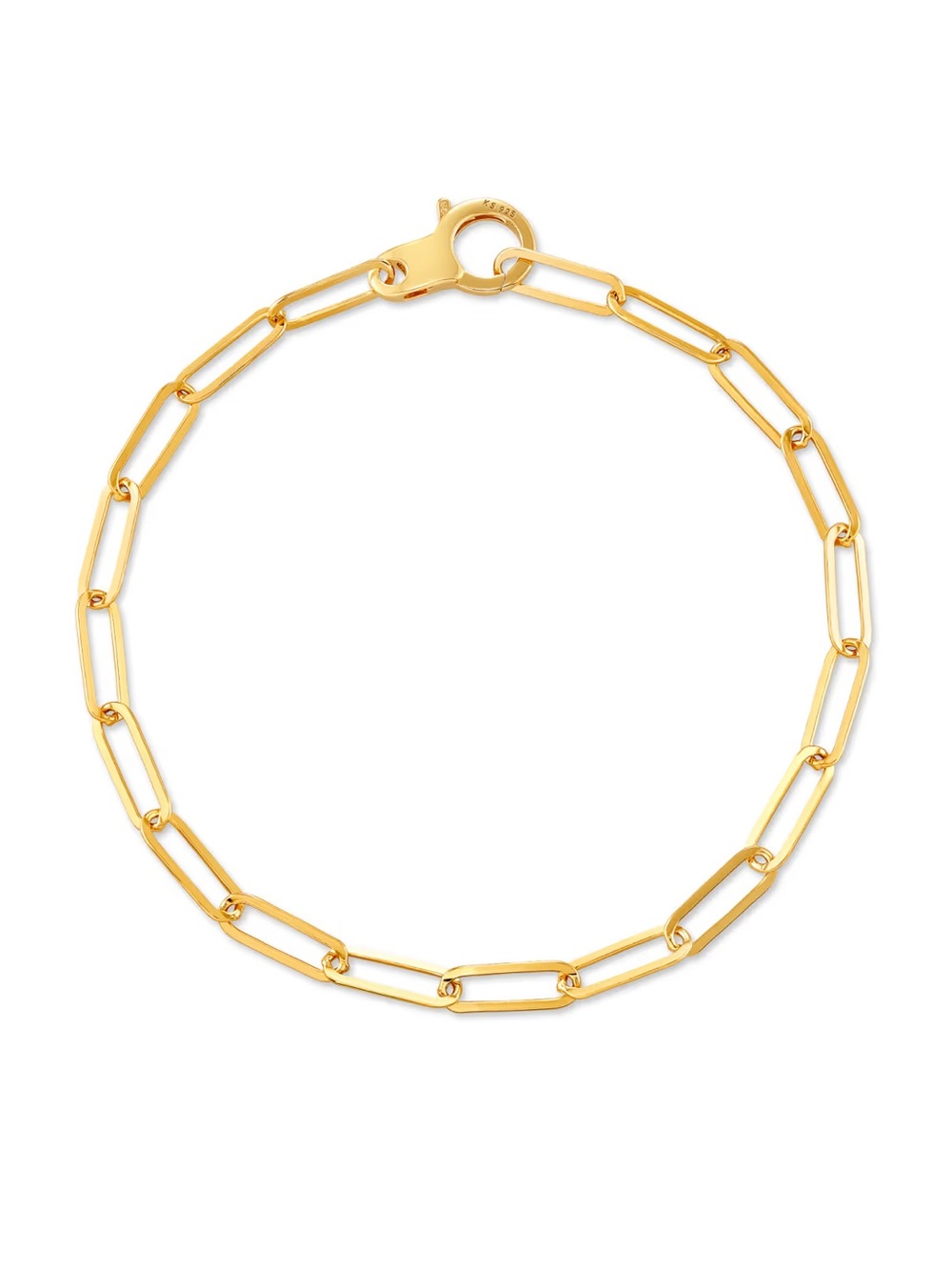 Large Paperclip Chain Bracelet in 18k Gold Vermeil
